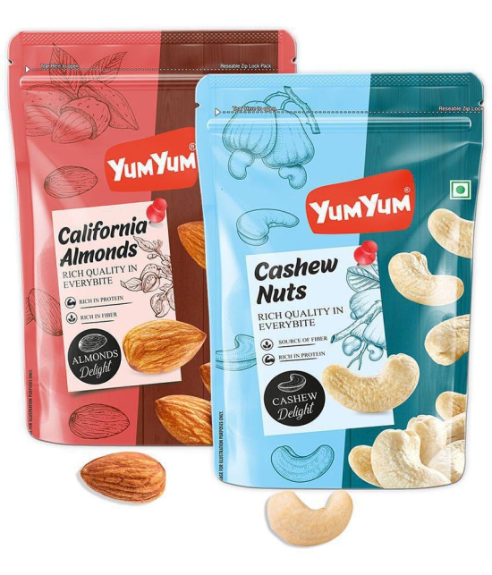 YUM YUM 100% Natural California Almonds & Cashews 1kg Dry Fruits (500 g Each)