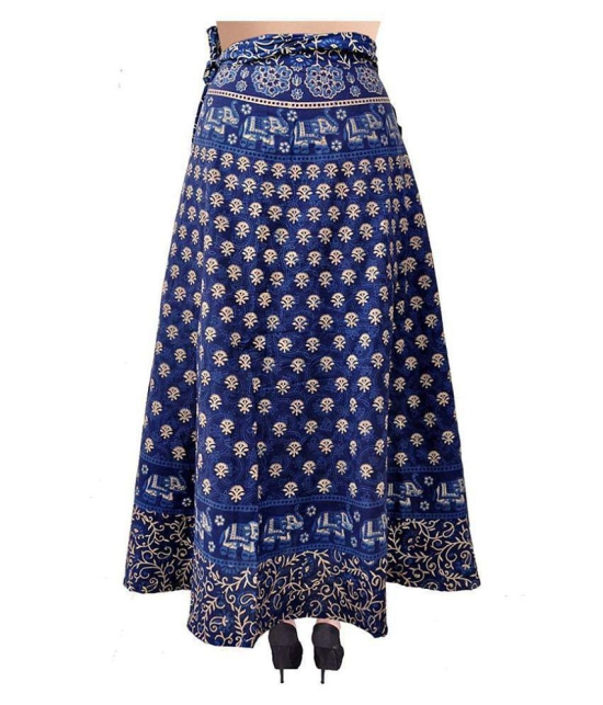 Rangun Cotton A-Line Skirt - Blue - 29-32