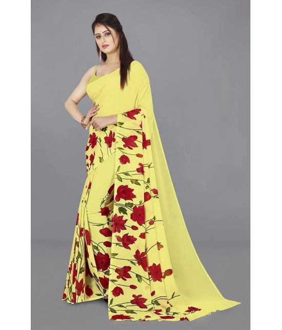 ANAND SAREES - Yellow Georgette Saree Without Blouse Piece ( Pack of 1 ) - Yellow