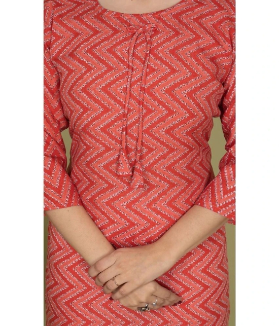 Estela Cotton Blend Printed Straight Womens Kurti - Orange ( Pack of 1 ) - None