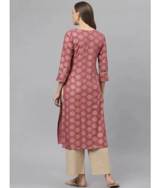 Stylum Rayon Printed Straight Womens Kurti - Wine ( Pack of 1 ) - None