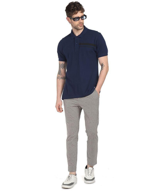 Ruggers Blue Cotton Blend Solid Polo T Shirt - None