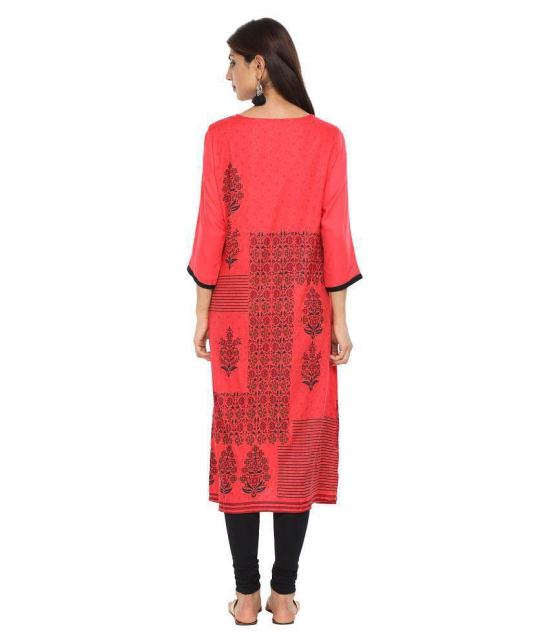 Alena Red Rayon Straight Kurti - M