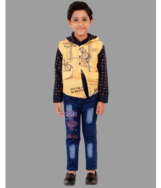 DKGF Fashion - Yellow Cotton Blend Boys Shirt & Jeans ( Pack of 1 ) - None