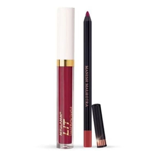 Manish Malhotra Beauty Lip Liner & Filler + MyGlamm LIT Liquid Matte Lipstick