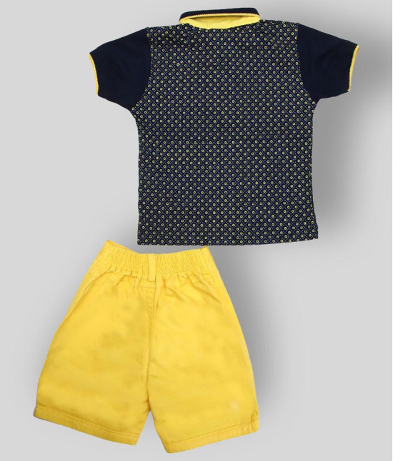 Zadmus - Yellow Cotton Baby Boy T-Shirt & Shorts ( Pack of 1 ) - 6-12 Months