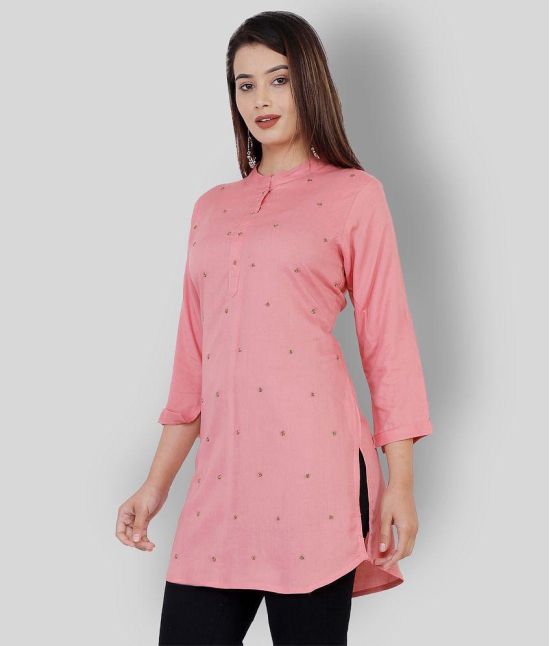 HIGHLIGHT FASHION EXPORT - Pink Rayon Women''s Straight Kurti ( Pack of 1 ) - M