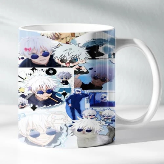 ForVano Anime Printed Mug for Gifting Jujutsu Kaisen Gojo Ceramic Cup with Keychain Combo S4