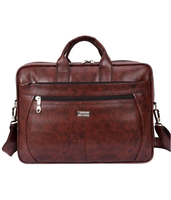 Raylan Brown Leather Office Bag - Brown