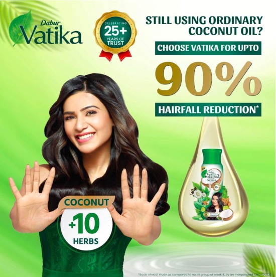 Dabur Vatika Enriched Coconut Hair Oil - 300ml | For Strong, Thick & Shiny Hair | Clinically Tested to Reduce 90% Hairfall in 4 Weeks | Prevents Dull & Damaged Hair | Enriched with 10 Herbs 20% off