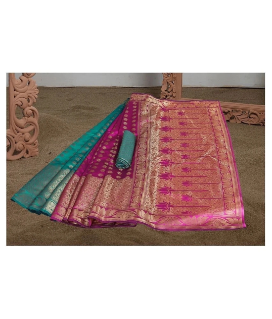 Gazal Fashions - Multicolor Banarasi Silk Saree With Blouse Piece (Pack of 1)