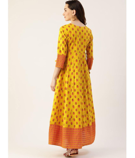 Kbz - Yellow Cotton Women's Anarkali Kurti ( Pack of 1 ) - None