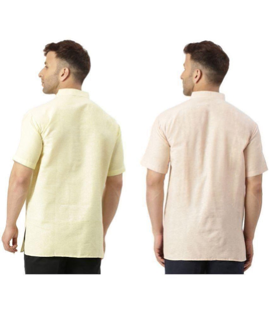 KLOSET By RIAG Beige Cotton Men's Shirt Style Kurta ( Pack of 2 ) - None