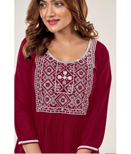 Glomee - Maroon Viscose Women's Tunic ( Pack of 1 ) - None