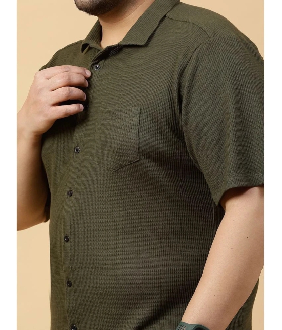 Rigo Cotton Blend Slim Fit Self Design Half Sleeves Mens Casual Shirt - Olive ( Pack of 1 ) - None