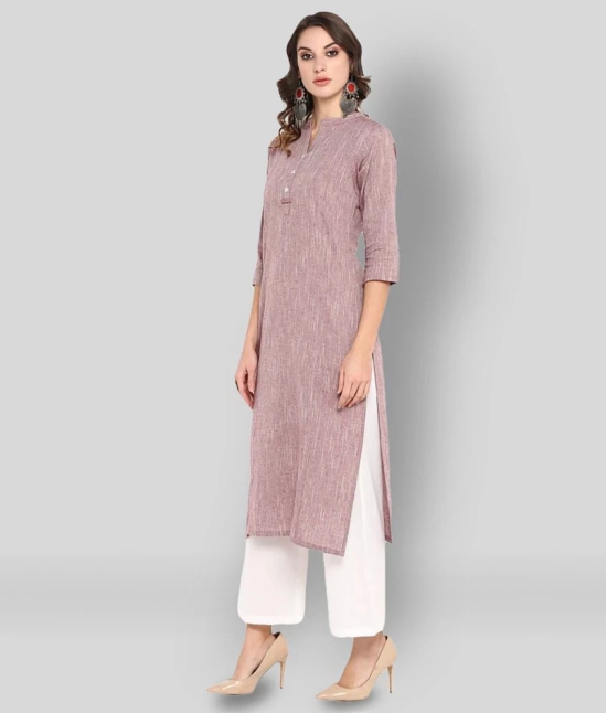 Janasya - Brown Cotton Womens Straight Kurti ( Pack of 1 ) - M