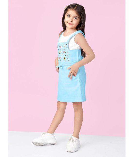 Naughty Ninos Blue Cotton Girls A-line Dress ( Pack of 1 ) - None