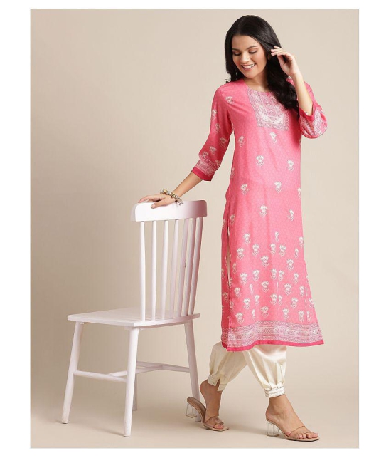 KSUT Pink Viscose Straight Kurti - Single - M