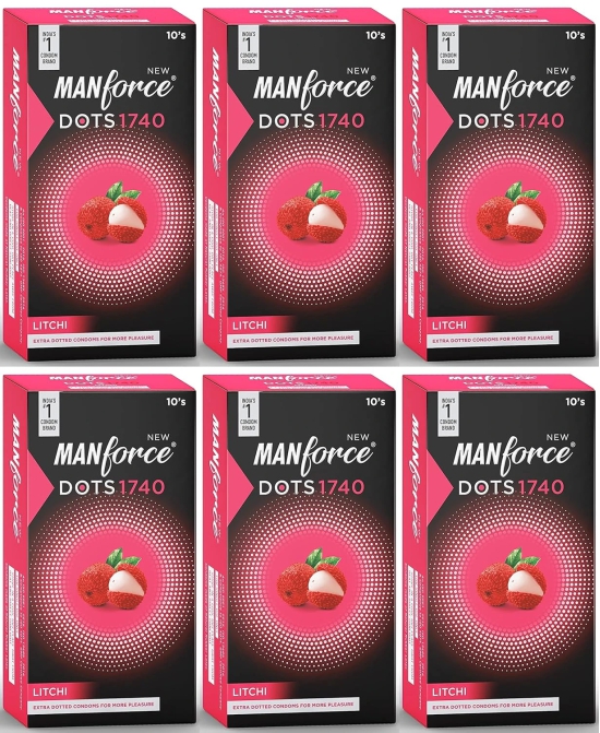 MANFORCE Extra Dotteds Litchi Flavoured Condom (Set of 6 60 Sheets)