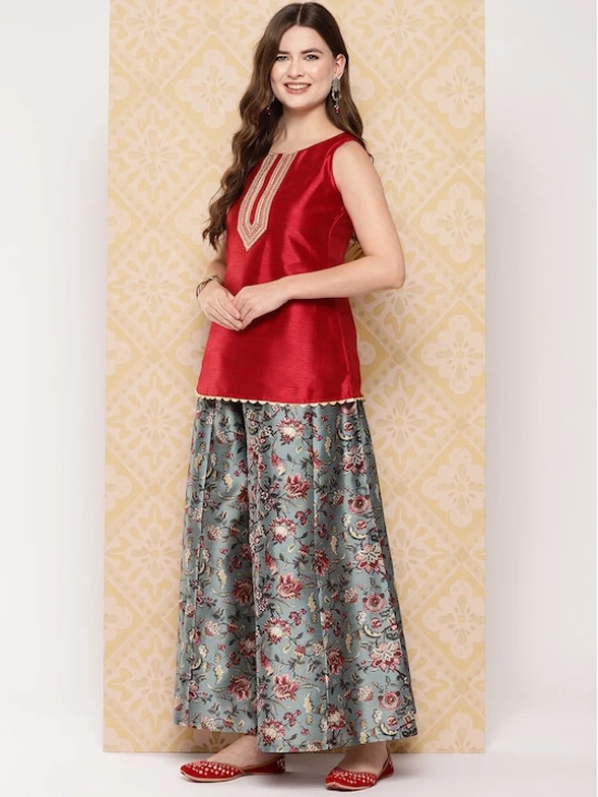 Women Printed Ethnic Top with Palazzos