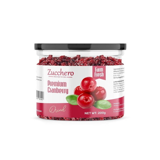 Zucchero Premium Dried Cranberry, 200 gm | Sweet & Tangy | 99% Fat Free | Antioxidant Rich