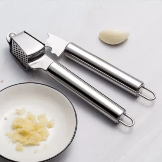 Nidy® Garlic Press Mincer Stainless Steel Garlic Crusher & Peeler Set, Heavy-Duty, Rust Proof Garlic Mincer Design for Extracts More Garlic Paste Per Clove with Bottle Opener