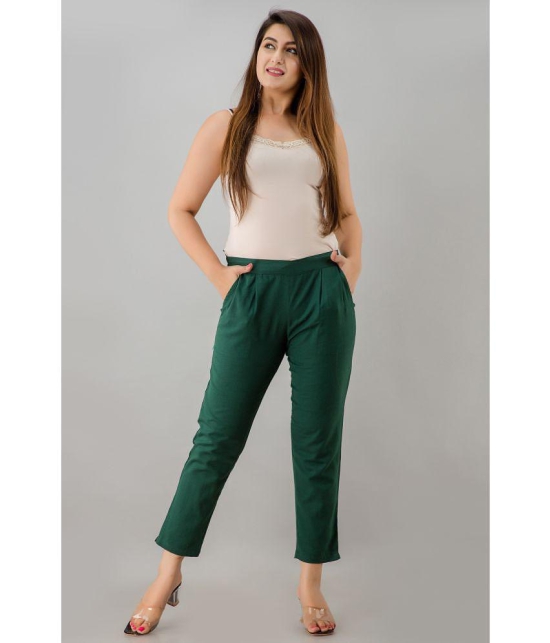 FabbibaPrints - Green Cotton Regular Women's Casual Pants ( Pack of 1 ) - None