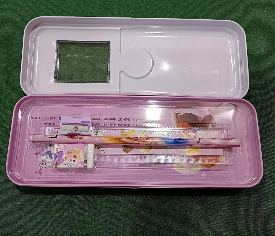 Rangwell Metal Pencil Box for Kids with Stationary Organizer Box for School Accessories Pencil Sharpner Eraser Ruler (Frozen)