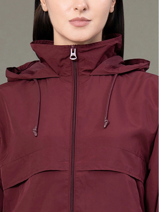 RedTape Solid Windcheater for Women | Hooded & Water Resistant