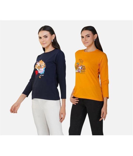 CHOZI - Multi Color Cotton Blend Regular Fit Women's T-Shirt ( Pack of 2 ) - None