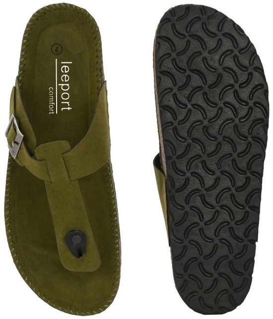 Leeport Olive Mens Thong Flip Flop - None