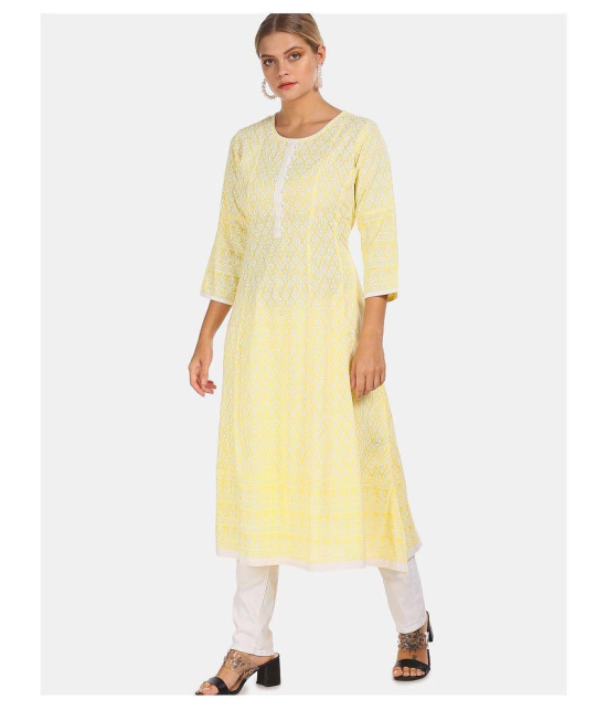 Anahi - Yellow Cotton Women's Flared Kurti ( Pack of 1 ) - XXL