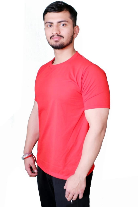 NVA Quality Solid Plain Men's Round Neck Cotton Blend Half Sleeve Red T-Shirt