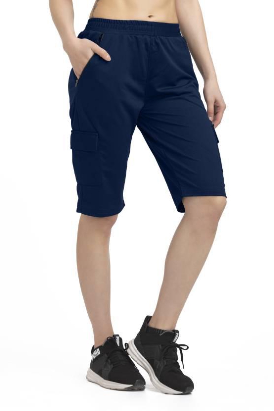 Solid Women Dark Blue Cargo Shorts, Sports Shorts, Casual Shorts, Regular Shorts