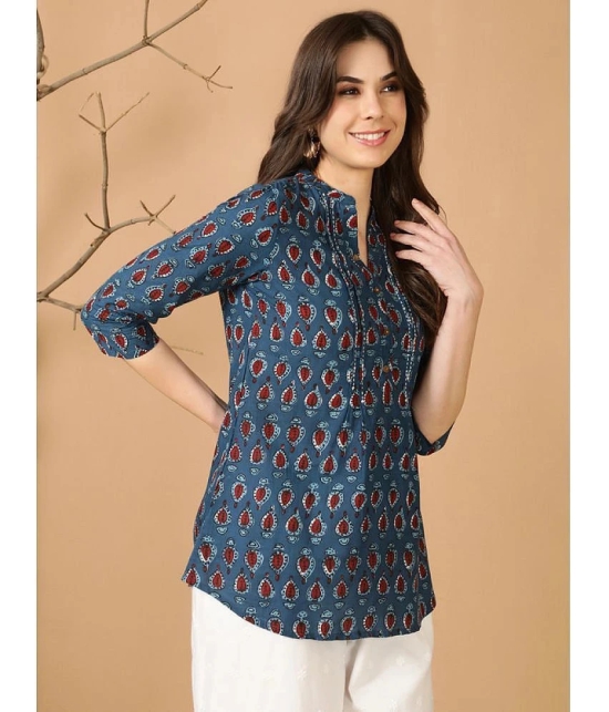 Antaran Cotton Printed Straight Womens Kurti - Blue ( Pack of 1 ) - None