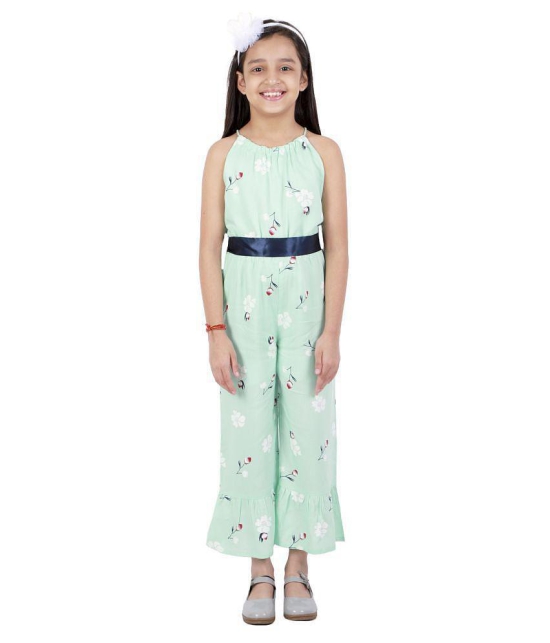 Kids Cave - Light Green Rayon Girls Jumpsuit ( Pack of 1 ) - None