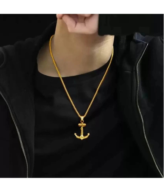 Fashion Frill Golden Men Chain for Boys and Man Long Stylish Chain Pendant Silver Plated Alloy Chain - None