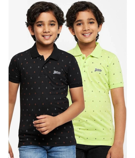 UNIBERRY - Black Cotton Blend Boys Polo T-Shirt ( Pack of 2 ) - None