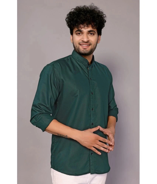 Anand Cotton Blend Regular Fit Solids Full Sleeves Mens Casual Shirt - Green ( Pack of 1 ) - None