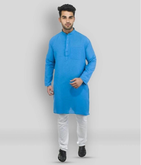 DESHBANDHU DBK - Blue Cotton Mens Regular Kurta ( Pack of 1 ) - None