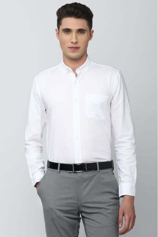 Men White Slim Fit Formal Full Sleeves Formal Shirt