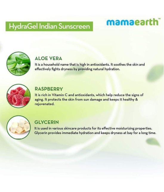 Mamaearth HydraGel Indian Sunscreen SPF 50, With Aloe Vera & Raspberry, for Sun Protection - 50g