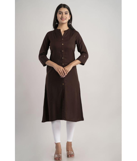 MAUKA - Brown Rayon Women's A-line Kurti ( Pack of 1 ) - None