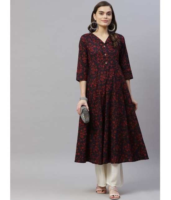 miravan - Maroon Cotton Women's A-line Kurti ( Pack of 1 ) - None