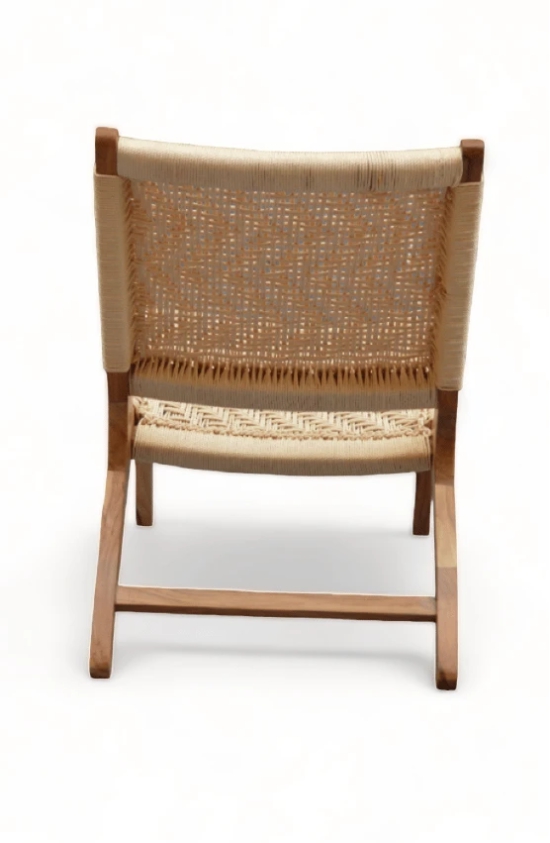 Orchid Homez Hand Woven Lounge Chair Solid Wood Outdoor Chair (Natural, Pre-Assembled) (Off- White)