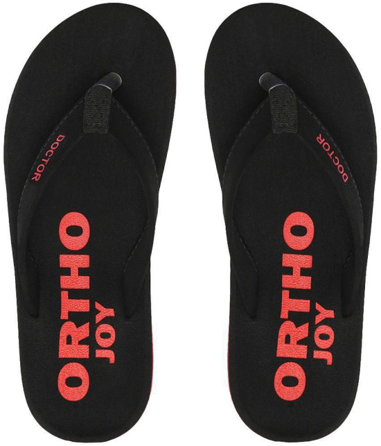 ORTHO JOY - Black Men's Thong Flip Flop - None