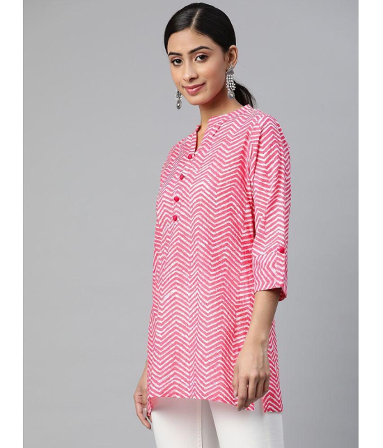 SVARCHI - Pink Cotton Women's Straight Kurti ( Pack of 1 ) - None