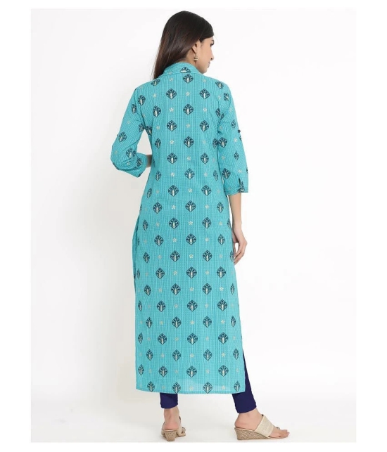 Kbz Turquoise Rayon Straight Kurti - XL