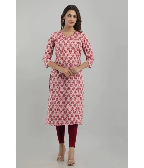 Frionkandy - Red Cotton Womens Straight Kurti ( Pack of 1 ) - None