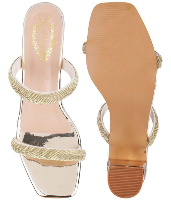 Shoetopia Gold Womens Slip On Heels - None